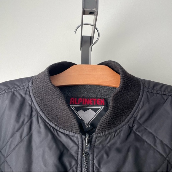 Vintage Alpinetek Quilted Longline Bomber Jacket Long Black Mens Size Large - Picture 6 of 10